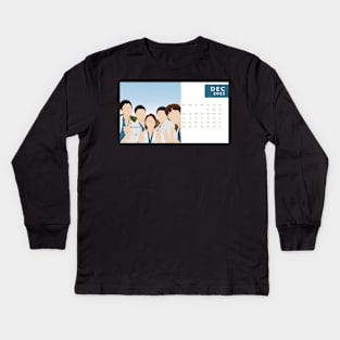 Calendar 2022 December with Korean Dramas Kids Long Sleeve T-Shirt